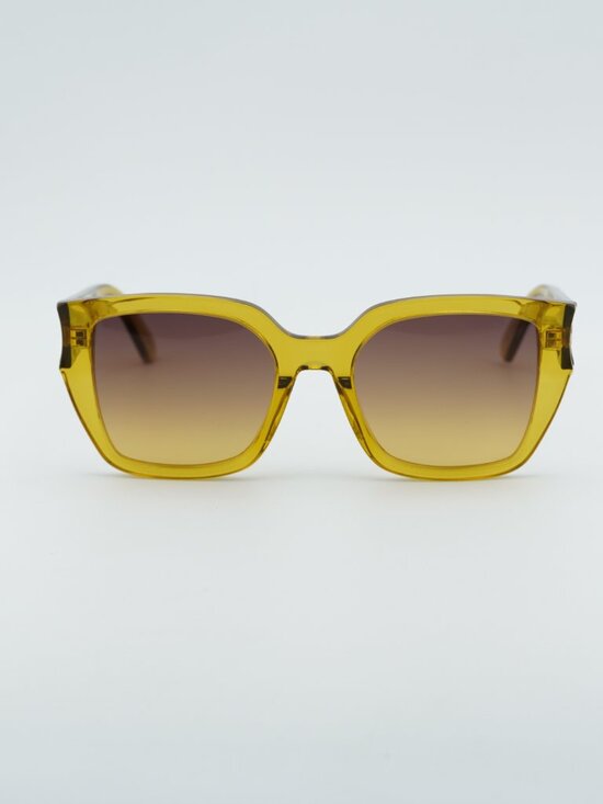 Dior DIORGLOW S1I 66D2 Sunglasses Yellow Square Frame, Brown Lenses